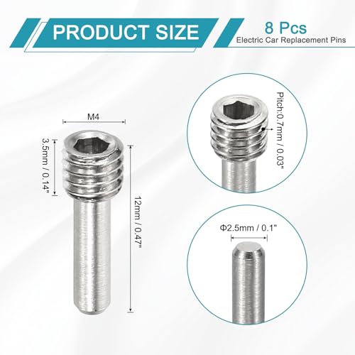 MECCANIXITY 8 Pack Driveshaft Screw Pins, M4x12x3.5mm Universal Stainless Steel Drive Shaft Screw Pins, RC Car Repair Parts for Electric Car/Truck Replacement - size: M4x12x3.5mm
