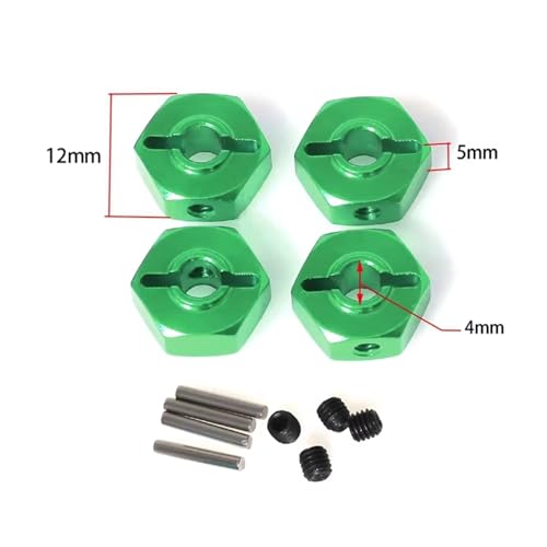 Compatible with LOSI for Mini for LMT 4X4 1/18 RC Brushed Monster Truck Car Upgrade Parts Connectors Hexagon 12mm Kit Green RC Accessories