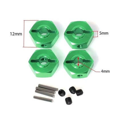 Compatible with LOSI for Mini for LMT 4X4 1/18 RC Brushed Monster Truck Car Upgrade Parts Connectors Hexagon 12mm Kit Green RC Accessories