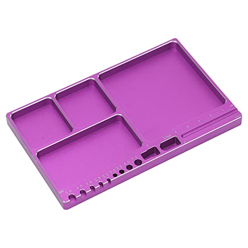 Magnetic Screw Tray, Aluminum Alloy RC Repair Tool Tray with Strong Magnetic Pad for Screws Nuts and Washers, Portable Magnetic Parts Tray for RC Cars Aircraft Helicopters (Purple) - color: Purple
