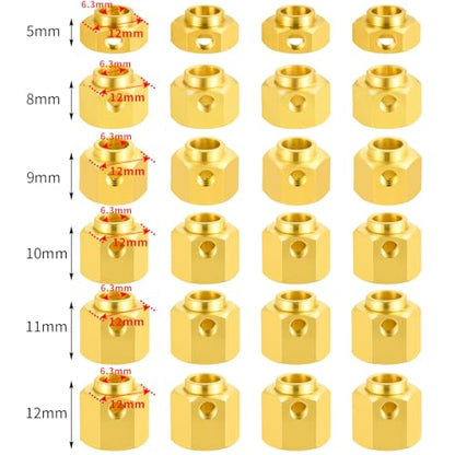 4Pcs Brass 12mm Wheel Hex Hubs Adapter, 10mm Thickness | 5mm, 8mm, 9mm, 10mm, 11mm, 12mm, Extension Combiner, Counterweight, For 1/10 Tra-xxas TRX4, RC Crawler Car - color: 10mm Thickness