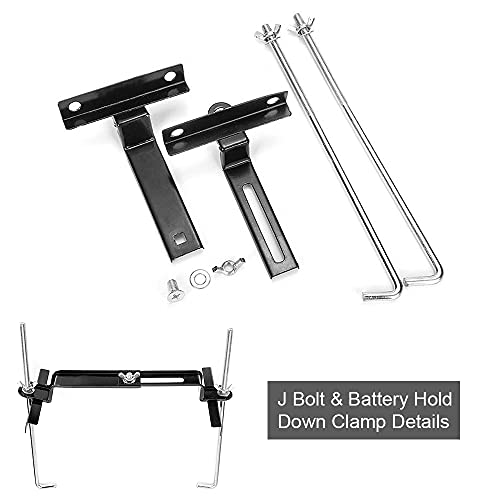 THEPRO Battery Hold Down Tray Kit, Corrosion-Resistant Steel Storage Battery Holder Adjustable Bracket Clamp for Car, Boat, Marine (9'' Bolt with 13.58'' Battery Tray) - size: 9'' Bolt with 13.5'' Battery Tray
