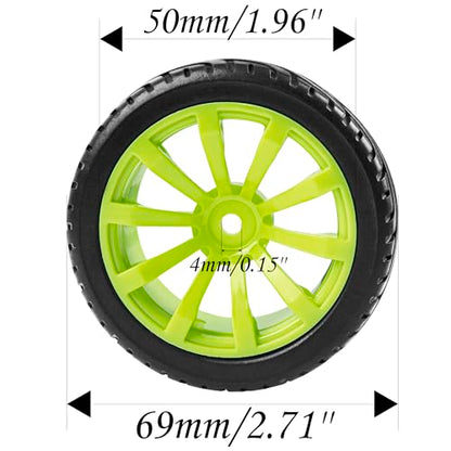 10-Spoke RC 12mm Hex Hub Wheel Rims & Rubber Tires Compatible with HSP Tamiya HPI Kyosho 1/10 On-Road Touring Car,WLtoys 1/14 144001 Traxxas 1/16 Slash RC 1/18 A959B Buggy (Green) - color: Green
