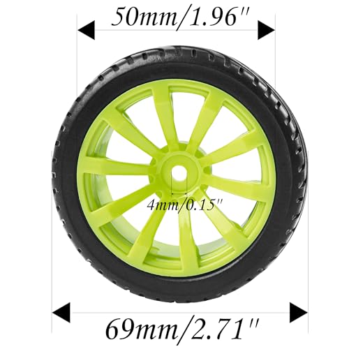 10-Spoke RC 12mm Hex Hub Wheel Rims & Rubber Tires Compatible with HSP Tamiya HPI Kyosho 1/10 On-Road Touring Car,WLtoys 1/14 144001 Traxxas 1/16 Slash RC 1/18 A959B Buggy (Green) - color: Green
