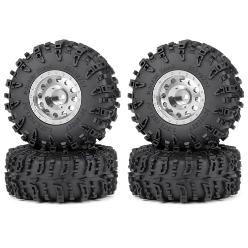 MORLORDY 4Pcs 1.3" Wheels Tires Set for 1/18 1/24 RC Crawler Car SCX24 Ascent-18 TRX4M Upgrade Parts (Style A) - color: Style a