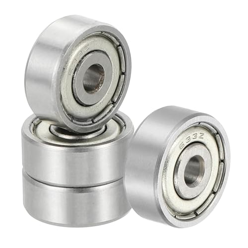 uxcell 4 Pack 633ZZ Deep Groove Ball Bearings, 3x13x5mm Chrome Steel Double Shield Bearing for Electric Motor, Home Appliances, Garden Machinery, (ABEC5) - size: 633ZZ