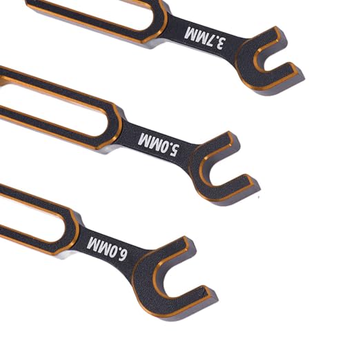 Fabater 4PCS RC Wrench, 3.0mm 3.2mm .5mm .7mm 4.0mm 5. 5.5mm 6. Aluminum Alloy Turnbuckle Nut Ball Joint Double End Spanner, Universal Repair Tool for RC Car Boat Drone (Gold) - color: Gold