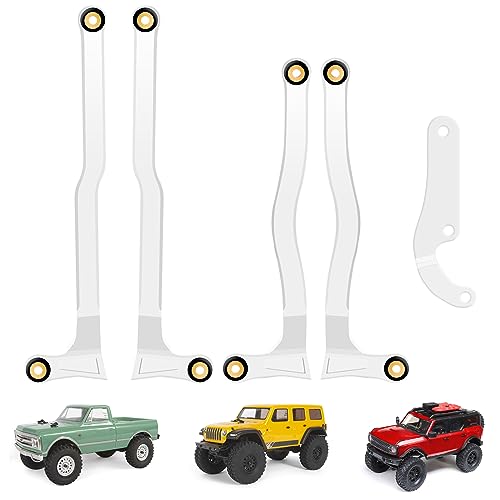 McCue RC Praying Mantis Link Tucked Inward Links High Clearance Links for Axial 1/24 SCX24 C10 JLU Bronco RC Crawler Upgrade Parts - 5 PCS (Silver) - color: Silver