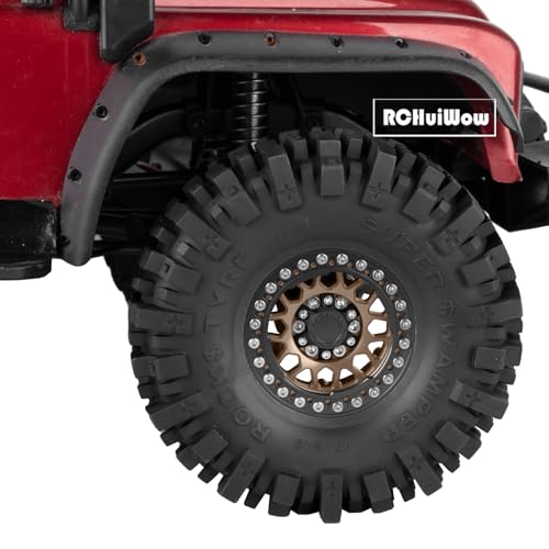 RC 1.9" Beadlock Wheels Rims for 1/10 SCX10 90046 AX103007 TRX4 TRX6 D90 VS4-10 MST CFX Gen8 Gen7 RC Crawler,Alloy Aluminium 1.9 rc Wheel Rim w/Rings,Brown w/Black - color: Brown(4pcs)