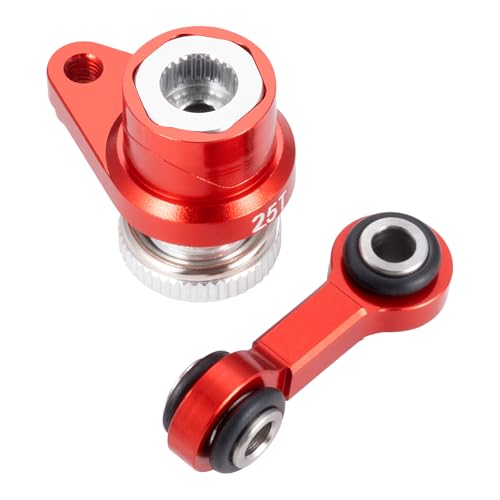 Fixed Link Steering 25T Servo Arm for Tra-xxas Mini Maxx 2S XRT | 1/16 RC Car Red Aluminum Upgrade Parts - color: Red