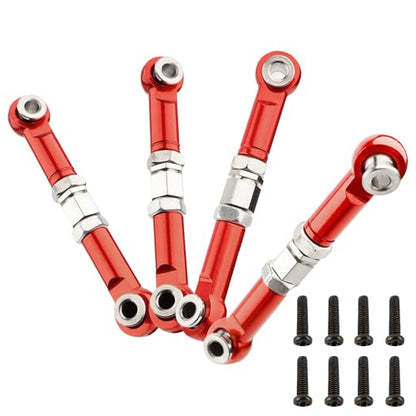 2 Pairs Upgrade Steering Linkage 16431 Adjustable Pull Rod Linkages Arm Tie Rod,Replacement Spare Parts for H16BM H16PL H16DR H14BM 14210 JC14EP HP474 HP141S RC Trucks (Red)