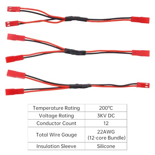 9Pcs 22AWG JST Plug Splitter Cable Male Female Y Harness Wire Fit for Traxxas TRX-4 RC Car Crawler Truck Cooling Fan ESC Battery Motor, Male to 2 Female, Female to 2 Female, Female to 2 Male Y Harness