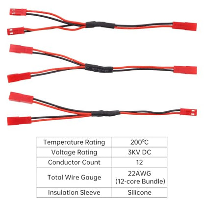 9Pcs 22AWG JST Plug Splitter Cable Male Female Y Harness Wire Fit for Traxxas TRX-4 RC Car Crawler Truck Cooling Fan ESC Battery Motor, Male to 2 Female, Female to 2 Female, Female to 2 Male Y Harness