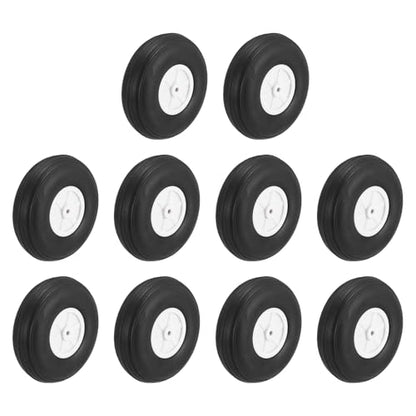 MECCANIXITY 10Pcs RC Airplane Wheels 3" OD Aircraft PU Rubber Tire Tail Airplanes Wheel Replacement for DIY Model Plane Helicopter Car - size: 3" OD
