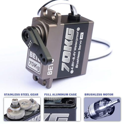 70KG Servo Motor High Torque Metal Gear for 1/5 1/6 1/8 1/10 RC Car | Waterpoof, Standard Size, Quiet, Great digital Servo for RC Robot Boat - style: 180-Grey