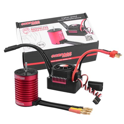Surpass Hobby F540 4370KV Motor 45A ESC Combo for 1/10 RC Trucks | F540 brushless motor with waterproof ESC, CNC aluminum motor housing multi safety protection - size: 4370KV