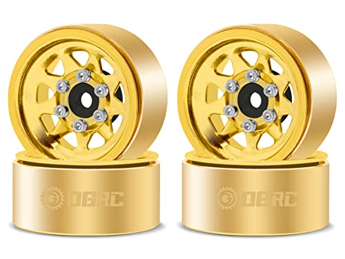 OGRC 1.0" Brass Aluminum Beadlock Wheels for TRX4M SCX24 Crawler (Yellow) | 3.78mm Negative Offset, 22g Wheel Rim for TRX4M SCX24 AX24 1/18 1/24 RC Crawler - color: Yellow