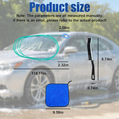 Car Sunroof Drain Cleaning Tool Kit, 118 Inch Flexible Tube Cleaning Brush with Syringe Hose, Vehicle Windshield and Trunk Wiper Hole Unclogger Accessories (Green)