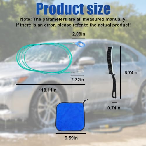 Car Sunroof Drain Cleaning Tool Kit, 118 Inch Flexible Tube Cleaning Brush with Syringe Hose, Vehicle Windshield and Trunk Wiper Hole Unclogger Accessories (Green)