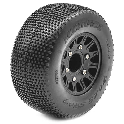 RC Wheels Tires,1/10 RC Short Course Truck Wheels and Tires with 12mm 14mm 17mm Hex for Slash 2WD 4x4,Axial/Arrma Senton/Redcat Rc4wd RC Car. (Black)