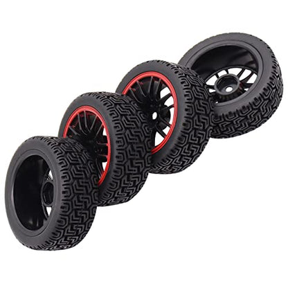 4PCS Treehobby OD 2.68" (68mm x 26mm) Rubber RC Wheel 12mm Hex Hub Wheels and Tires Set Compatible with 1/10 HSP HPI Redcat Himoto Kyosho Sakura RC On-Road Racing Car Touring Car Upgrade Parts