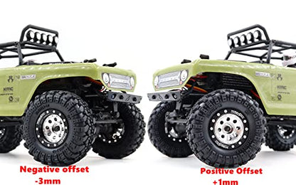 RC 1.0 Beadlock Wheels and Tires, 1/24 Tires & Heavy Adjustable Offset 1.0 Wheels Black Silver for 1/24 RC Crawler Car Truck Axial SCX24 Upgrade, (4-Pack, Assembled) - color: Black & Silver
