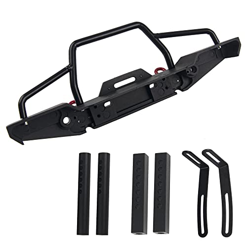 Aluminum Front Bumper with LED Headlights Winch Mount Seat Tow Hook Compatible with Axial SCX10 SCX10II 90046 Traxxas TRX-4 TRX4 1/10 RC Crawler Car