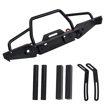 Aluminum Front Bumper with LED Headlights Winch Mount Seat Tow Hook Compatible with Axial SCX10 SCX10II 90046 Traxxas TRX-4 TRX4 1/10 RC Crawler Car