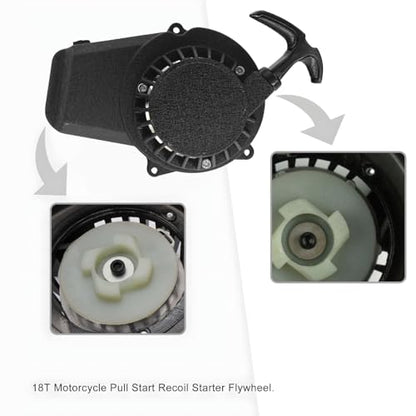 Motorcycle Recoil Pull Starter, Motorbike Engine Pull Start Recoil Starter Ignition Coil, Compatible with 47cc 49cc 50cc 2 Stroke Engines SX50 KT50 Mini Dirt Bike Quad ATV