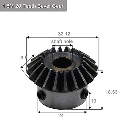 2 Pcs 1.5M 20 Teeth 8/10/12/14/15/16mm Shaft Hole Tapered Bevel Gear 1: 1# 45 Steel 1.5 Module 90 Degree Steering Gear with M5 Fixing Hole (12mm) - size: 12 mm