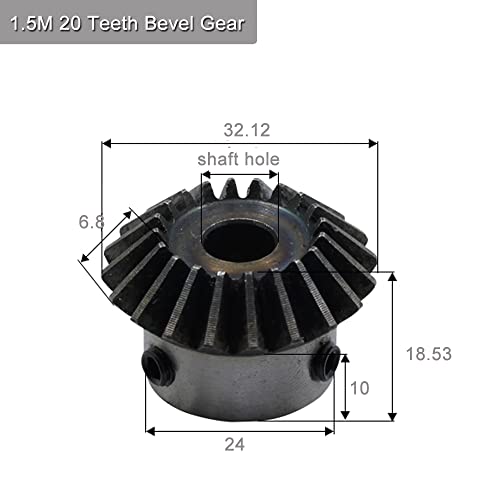 2 Pcs 1.5M 20 Teeth 8/10/12/14/15/16mm Shaft Hole Tapered Bevel Gear 1: 1# 45 Steel 1.5 Module 90 Degree Steering Gear with M5 Fixing Hole(8mm) - size: 8 mm