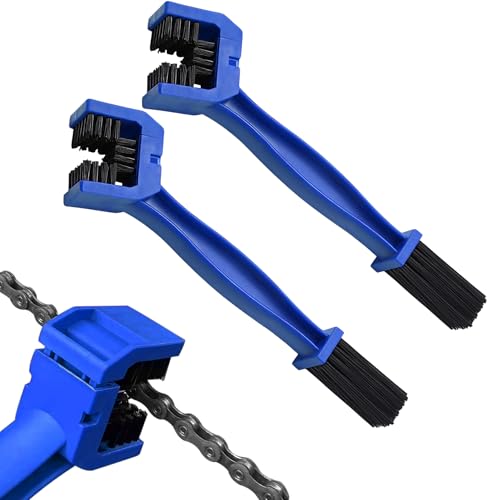 2PCS Bike or Motorcycle Chain Washer, Bicycle Cleaning Chain Double-Ended Brush, Black Durable Motor Chain Gears Cleaning Square Head Brushes, Universal Cleaning Tool (Blue/2PCS) - color: Blue/2PCS