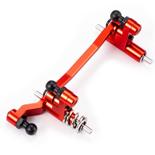 Aluminum Alloy Steering Assembly Set Servo Saver Steering Bellcranks & Drag Link Spring Retainer Parts Compatible with Traxxas 1/18 LaTrax Teton RC Car Upgrades (Red) - color: Red