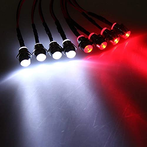 8 LED Light Set LED Headlight for 1:10 Scale RC Car,4 White Headlights & 4 Red Taillight Kit