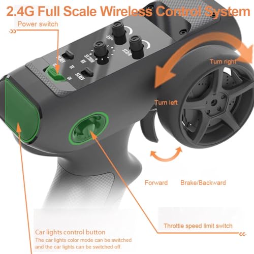4WD RC Racing Car, 1/16 Scale 2.4G 30KM/H High Speed Electric Brushed Rally Racing Car with Led Lights, RC All Terrain Vehicle for Teens Adult - (RTR Version/Orange)