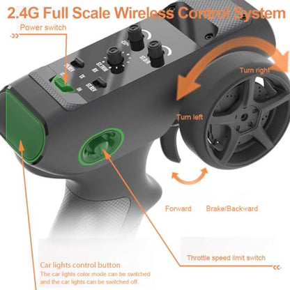 4WD RC Racing Car, 1/16 Scale 2.4G 30KM/H High Speed Electric Brushed Rally Racing Car with Led Lights, RC All Terrain Vehicle for Teens Adult - (RTR Version/Orange)