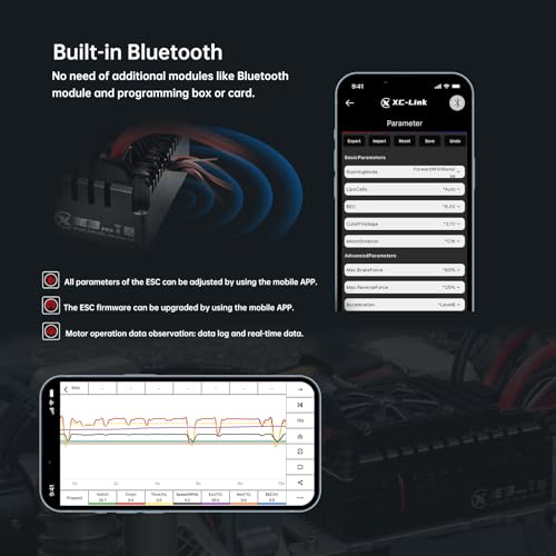 XC E3Pro Sensored Electric Brushless Motor Controller for RC Car, 6-12S Lipo,400A Continuous Current,10-25A、6.0/7.4/8.4V BEC,Applicable to 1/5,Support Turbo Timing and APP Control - size: E3Pro