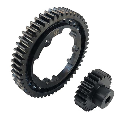Hardened Steel 1.0 Mod Spur Gear with 23T Pinion for X-Maxx Maxx E-Revo (52T) | 1/5 Scale,1/7 XO-1,1/10 Maxx,E-Revo 2.0 VXL,Heavy Duty,Upgrade Parts,6449 Compatible,High Strength - style: 52T