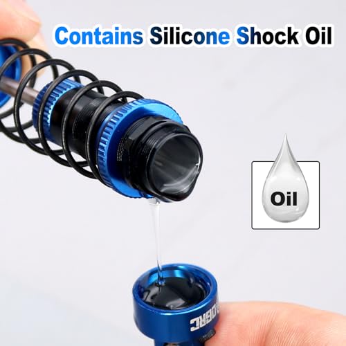 OGRC 92mm RC Shock Absorber for 1/16 Traxxas Mini Maxx XRT 1/10 TRX4 SCX10 | Aluminum, with Progressive Springs, Top-cap Bleeder Hole, Oil Shocks, Blue - color: Blue