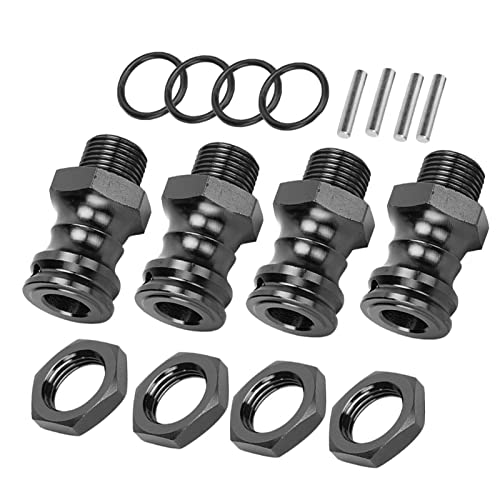4pcs Wheel Extension Hex Drive Hub Adapters Widener, Aluminum Alloy 17mm Hex 23mm Wheel Extension Adapters for 1/8 RC Car Model (Black) - color: Black