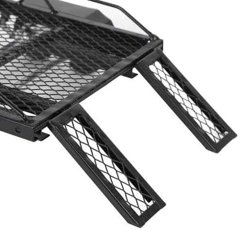 Flatbed Truck Toy, Dual Axle Heavy Duty RC Trailer, Metal Toy Trailer with Ramp and Hook for RC Crawler, Car, Farm Toys