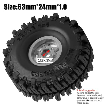 RC 1.0 Beadlock Truck Tires for 1/18 1/24 Trx4m SCX24 RC Crawler,RC Wheels Tires.Aluminum 1.0‘’ Beadlock Wheel Rim&1.0in Tires Tyres.Titanium(4PCS) - color: Bb-titanium