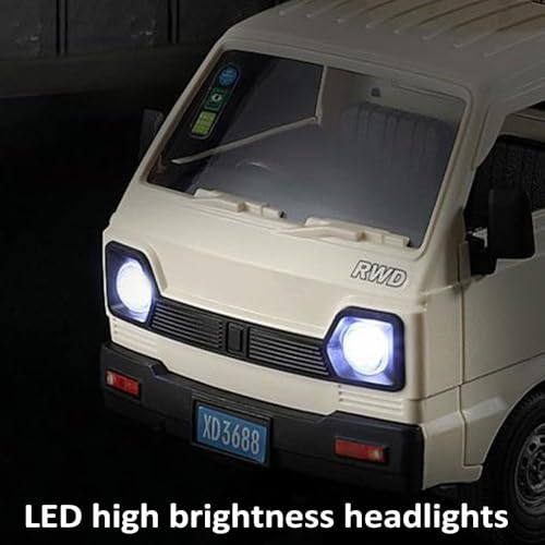 GoolRC Remote Control Car Kei Truck, 1:16 Scale RC Transport Pickup Truck with Spray and Light, 2.4GHz All Terrain RC Cars for Teens and Adults Christmas or Birthday Gift (White) - color: White