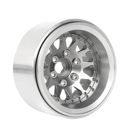 4PCS 1.9" Beadlock Wheel Rims Offset-10mm Aluminum Alloy Metal Wheel Hub for 1/10 RC Rock Crawler Car for Axial SCX10 TRX4 TRX6 D90 D110 Upgrade Accessories(12Holes-Grey) - color: 12holes-grey