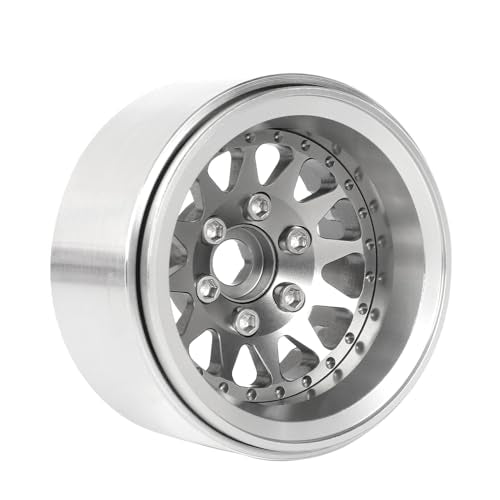 4PCS 1.9" Beadlock Wheel Rims Offset-10mm Aluminum Alloy Metal Wheel Hub for 1/10 RC Rock Crawler Car for Axial SCX10 TRX4 TRX6 D90 D110 Upgrade Accessories(12Holes-Grey) - color: 12holes-grey