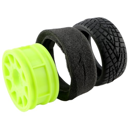 1/10 Scale OD2.55 RC On Road Touring Racing Tires 12mm Hub Wheel Hex Compatible with Traxxas 4 Tec 2.0 Tamiya TT01 XV01 Kyosho WR8 Sakura WLtoys HPI 1/10 Arrma Grom RC Cars(Green) - color: Green