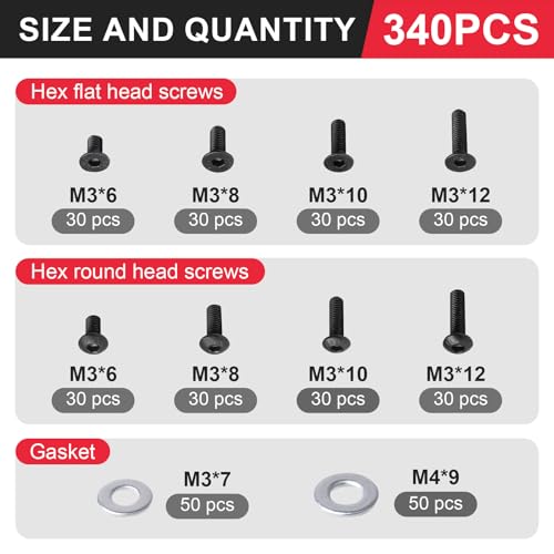 350pcs RC Screw Kit with Magnetic Tray & 4-Way Wrench for Traxxas TRX-4 Slash Rustler Arrma Axial SCX10 Losi Tamiya HPI 1/10 1/12 Scale Crawler Buggy Truck