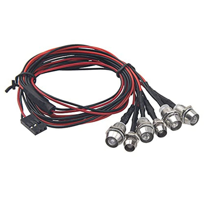 2Pack HIRCQOO 6LED RC Car LED Light Headlights Taillight Lighting with JR Y Cable Compatible with Traxxas HSP Tamiya Redcat RC4WD Axial Kyosho Arrma 1/8 1/10 1/12 RC Car Truck (2Blue + 2White + 2Red)