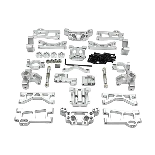 RC Steering Knuckle for UD GR M16 1/16 Metal for Swing Arms Steering Cup C for Seat Suspension Bracket Gearbox Cover Rod Set RC Car for Buggy Parts Replacement(Silver) - color: Silver