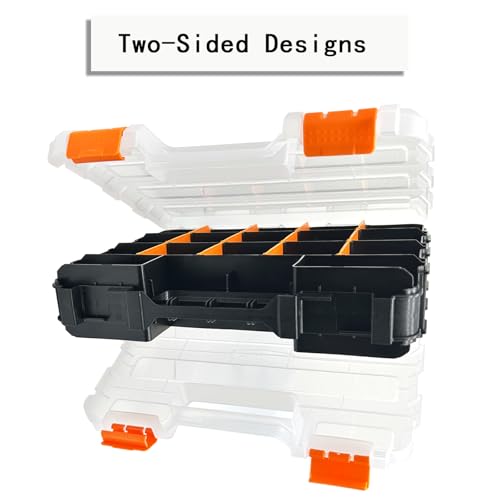 Small Parts Tool Box, RC Hardware Organizer Box Adjustable Compartments Removable Dividers for Hardware, Screws, Nuts, Bolts, Washers, Nails, Fasteners, Tools